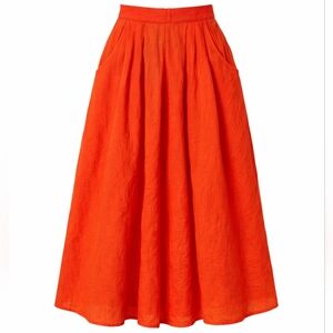 Lulu's Red Orange Midi Skirt Size XS